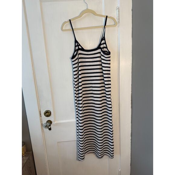 Zara Black and White Knit Midi Dress Size M - Picture 4 of 6